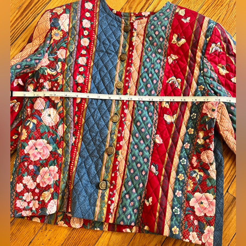 Quilted butterfly colorful vintage shell jacket - Picture 5 of 7